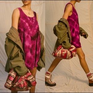 Urban Outfitters Kimchi Blue Corduroy Babydoll Tie Dye Dress